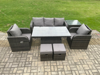 Fimous Wicker PE Rattan Outdoor Garden Furniture Set Adjustable Rising ...