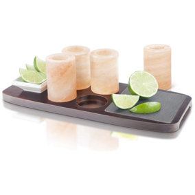 Final Touch Tequila Board with Salt Shot Glasses 7 Piece Set