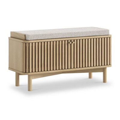 Finch Oak Slatted Storage Bench By Roseland Furniture