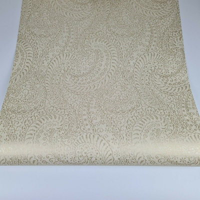 Fine Décor Alhambra Arcades Gold Champagne Paisley Wallpaper