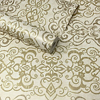 Fine Décor Alhambra Sultan Stripe Natural Floral Damask Wallpaper