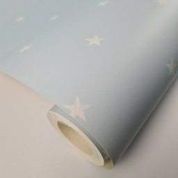 Fine Décor Carousel Ditsy Single Stars Light Blue White Wallpaper