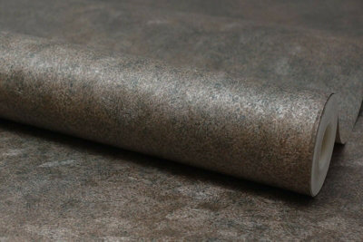 Fine Décor Damask Scroll Trail Bronze & GreenTextured Wallpaper