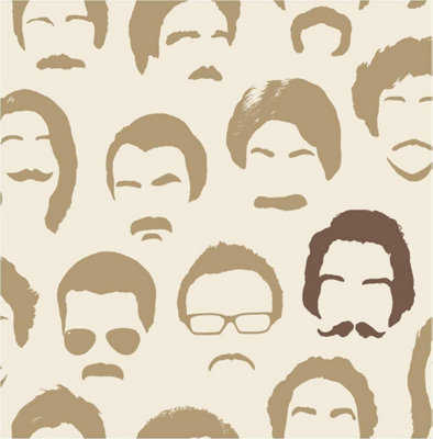 Fine Décor Distinctive Moustache Sidewall Beige White Abstract Wallpaper