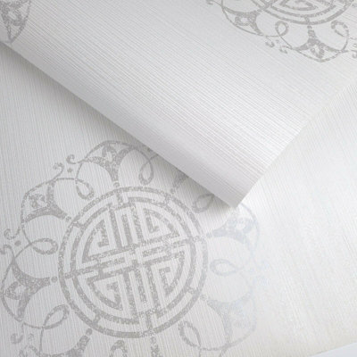 Fine Décor Empress Fountain Medallion Sapphire Wallpaper