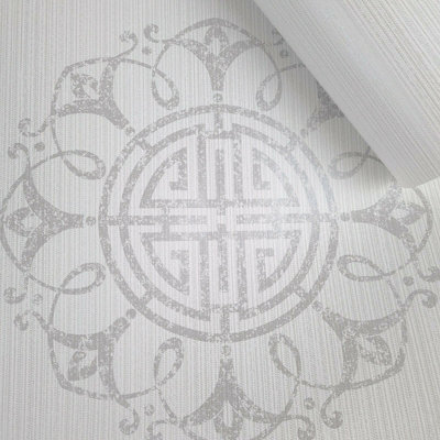 Fine Décor Empress Fountain Medallion Sapphire Wallpaper