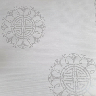 Fine Décor Empress Fountain Medallion Sapphire Wallpaper