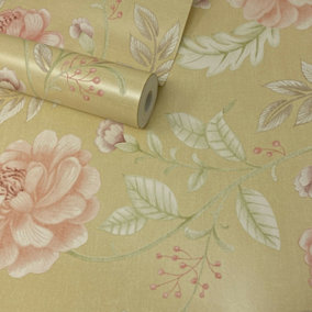 Fine Décor Empress Summer Palace Gold & Pink Shimmer Wallpaper