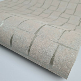 Fine Décor Evolve Medium Squares Taupe Wallpaper