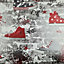 Fine Décor Kidz Urban Street Red Silver Brick Wallpaper