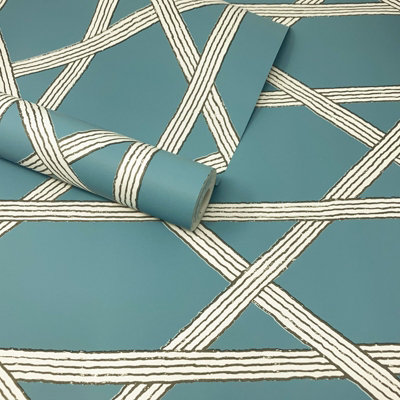 Fine Décor KJ Azmaara Mandara Trellis Teal Wallpaper