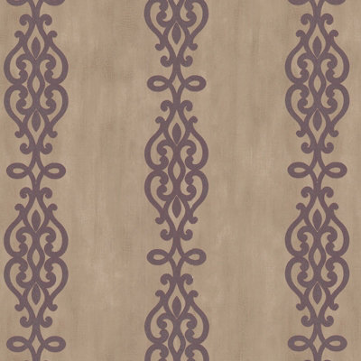 Fine Décor KJ Sparkle Glitter Stripe Camel Champagne Mauve Floral Wallpaper