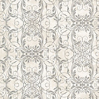 Fine Décor KJ Sparkle Ironwork Main White Wallpaper