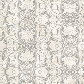 Fine Décor KJ Sparkle Ironwork Main White Wallpaper
