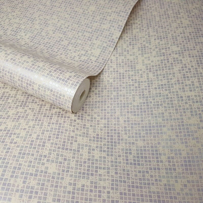 Fine Décor KJ Sparkle Textured Mosaic Mauve Natural Cream Wallpaper