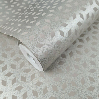 Fine Décor Lupus Geo Diamond Gold & Taupe Textured Wallpaper