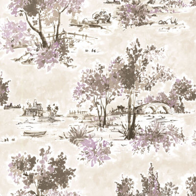 Fine D�écor Maison Chic Tree Toile Purple Wallpaper