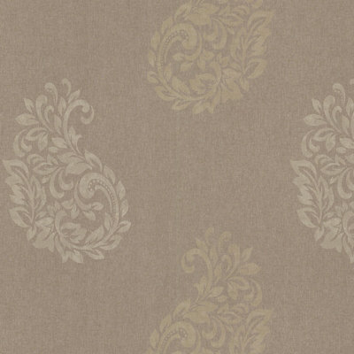 Fine Décor Serene Spot Silver Paisley Wallpaper