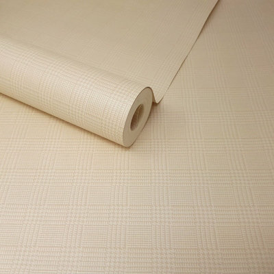 Fine Décor Stanton Plaid Cream Wallpaper