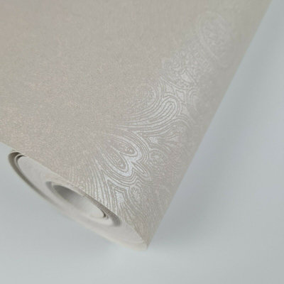 Fine Décor Vision Pyxis Allover Taupe Grey Paisley Wallpaper