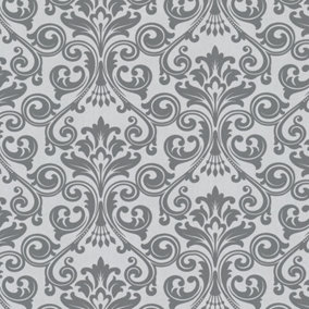Fine Décor Wentworth Silver Floral Wallpaper