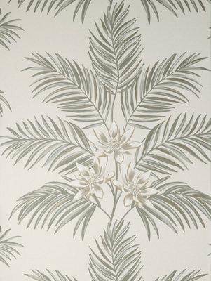 Fine Decor Bali Tropical Floral Grey Stone Wallpaper FD43277