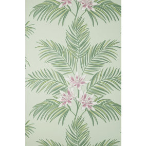 Fine Decor Bali Tropical Floral Sage Wallpaper FD43278