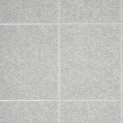 Fine Decor Camden Stitch Grey Tile Leather Effect Wallpaper FD42990