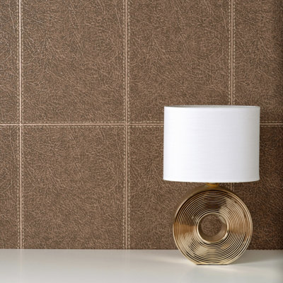 Fine Decor Camden Stitch Mocha Wallpaper FD42992