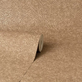 Fine Decor Camden Texture Tan Brown Leather Effect Wallpaper FD42995