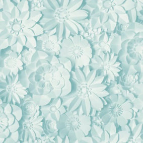 Fine Decor Dimensions 3D Effect Floral Teal Luxury Wallpaper FD42598
