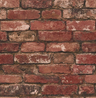 Fine Decor Distinctive Brick Rustic Red Wallpaper FD31285