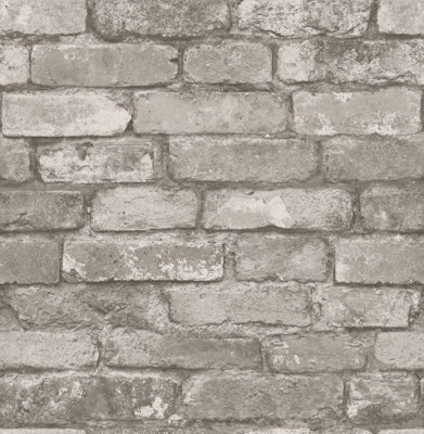 Fine Decor Distinctive Brick Silver & Grey Wallpaper FD31286
