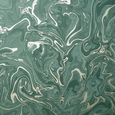 Fine Decor Distinctive Marble Emerald / Gold Metallic Washable Wallpaper FD43058