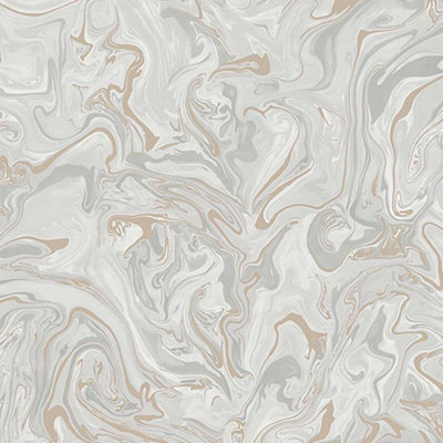 Fine Decor Distinctive Marble Grey / Metallic Silver Washable Wallpaper FD43056