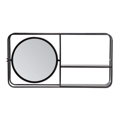 Fine Decor FA3722W Edwin Shelving and Organiser Mirror, Black