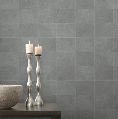 Fine Decor FD24909 Fibrous Blocks Wallpaper, Silver