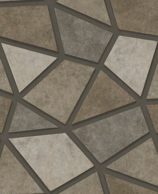 Fine Decor FD25348 Metallic Triangles Wallpaper, Stone