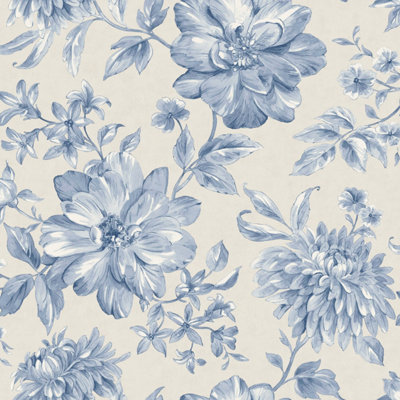 Fine Decor FD43610 Isabella Floral Wallpaper Roll, Blue