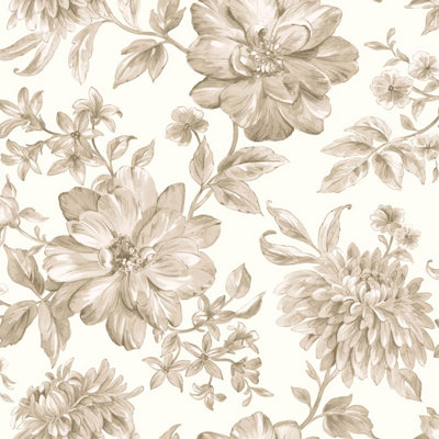 Fine Decor FD43611 Isabella Floral Wallpaper Roll, Natural