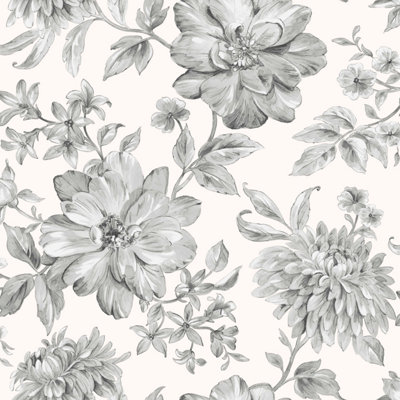 Fine Decor FD43612 Isabella Floral Wallpaper Roll, Grey