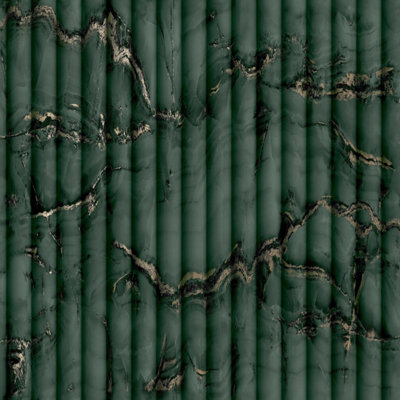 Fine Decor FD43974 Bianco Fluted Marble, Deep Green