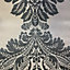 Fine Decor Glitter Damask Grey Blue Wallpaper Floral Embossed Paste The Wall