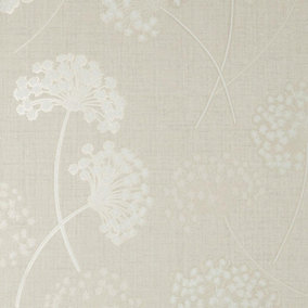 Fine Decor Grace Allium Stone Silver Wallpaper Floral Metallic Textured Vinyl