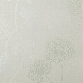 Fine Decor Grace Allium White Silver Wallpaper Floral Metallic Textured Vinyl