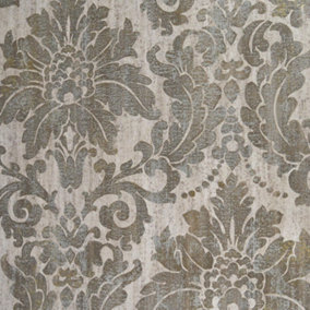 Fine Decor Insignia Taupe Tarnished Floral Damask Wallpaper Paste The Wall