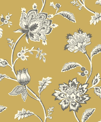 Fine Decor Juliette Ochre Floral Wallpaper