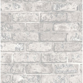 Fine Decor Loft Brick Effect White Wallpaper FD41953
