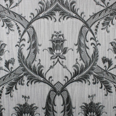 Fine Decor Luxury Milano Damask Glitter Black & Silver Wallpaper M95565