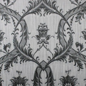 Fine Decor Luxury Milano Damask Glitter Black & Silver Wallpaper M95565